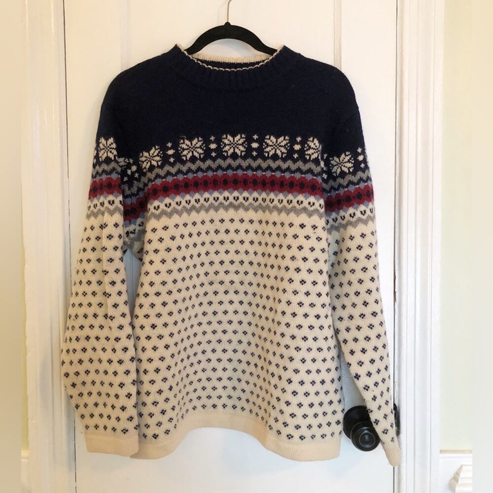 Vintage Lands End Fair Isles Wool Sweater Large
